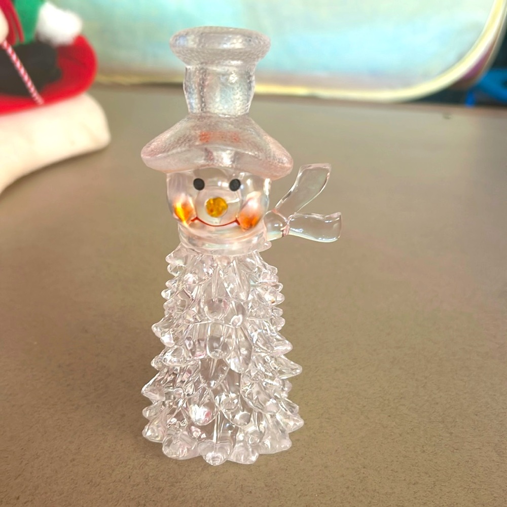 Small clear snowman figurine